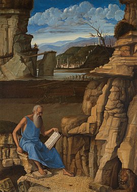 Bellini, Giovanni - Saint Jerome reading in a landscape - National Gallery.jpg