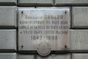 Français : plaque commémorant Benjamin Godard,...
