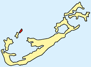 Locatie van de eilanden (Noord- en Zuidereiland Ierland) in Bermuda