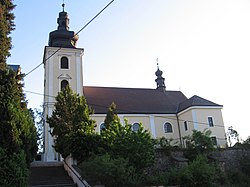 Kostel svatého Martina, pohled z ulice Komenského