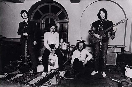 Blind Faith in 1969, with Clapton standing far right