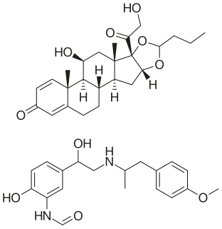 Budesonide/formoterol combination formulation containing budesonide and formoterol used in the management of asthma and chronic obstructive pulmonary disease