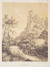 Burg Egloffstein, Lithografie (um 1840) von Theodor Rothbarth nach einer Zeichnung von Carl Käppel