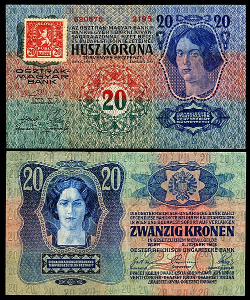 File:CZE-2-Republika Ceskoslovenska-20 Korun (1919, Provisional issue).jpg