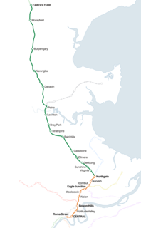 Caboolture railway line section of Queenslands North Coast Line that has a regular suburban railway service