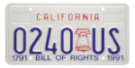 California Bill of Rights — tablica rejestracyjna 1991.gif