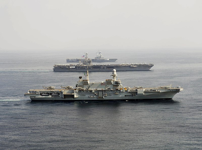 File:Carriers Cavour (550) - Harry S. Truman (CVN-75) and Charles de Gaulle (R91) underway in 2013.JPG