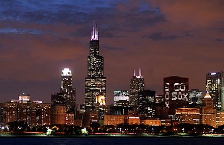 Chicago skyline during the World Series supporting the White Sox