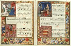 Iluminovaná stránka z Kodexu Chigi, Kyrie z Ockeghemovy Missa Ecce ancilla Domini