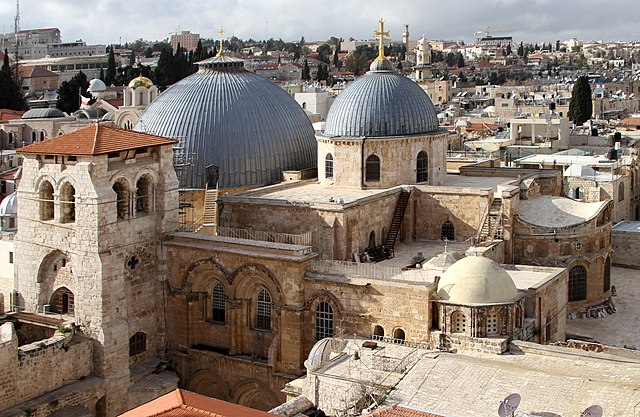 The Church of the Holy Sepulchre in the Christian Quarter of the Old City of Jerusalem, the holiest Christian site