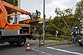 Same location: Cleanup efforts the day after