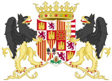 Coat of Arms of Ferdinand II of Aragon with supporters (1513-1516).svg