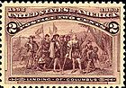 Columbian Issue of 1893. Postage stamp based on Vanderlyn's Landing of Columbus.