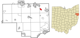 Location of New Waterford in Columbiana County and in the State of Ohio