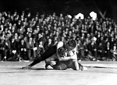 Cornell wrestling meet in New York State Drill Hall in March 1923 Cornell University. Intercollegiate Wrestling Meet in New York State Drill Hall. Ithaca, N.Y, (March, 1923).tif