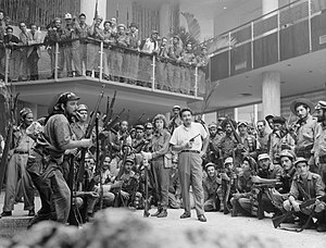 Cuban rebel soldiers in the Habana Hilton foyer, January, 1959.jpg