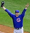 Anthony Rizzo Cubs first baseman Anthony Rizzo celebrates the final out of the 2016 World Series. (30709978996) (cropped2).jpg