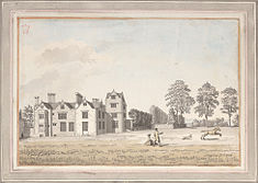 Denne Park, near Horsham, seat of the Eversfield baronets. Watercolour by Samuel Hieronymus Grimm Denn Place (Denne Park) by Samuel Hieronymus Grimm 1788.jpg