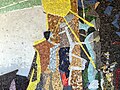 Detalhe 1, mosaico de parede, conhecendo e reconhecendo, 1955–60, Universidade de Basel, Suíça.  Von Coghuf, artista Ernst Stocker (1905–1976)