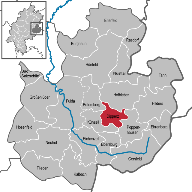Poziția comunei Dipperz pe harta districtului Fulda