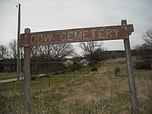 The old redwood sign marking the location of Dow Cemetery. The sign has been replaced with a newer one. Dow Cemetery (2).JPG