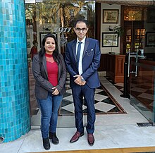 Deepika Bhardwaj with Dr. Edmond - global health physician at a meeting Dr Edmond Fernandes with Deepika Narayan Bhardwaj at 1911 New Delhi.jpg