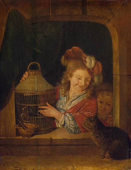 File:Eglon van der Neer - Children with a Cage and a Cat - WGA16498.jpg