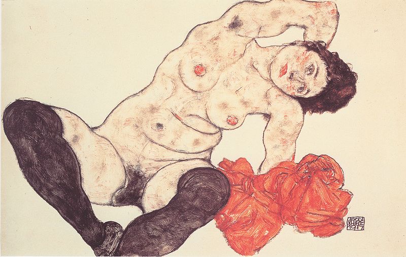 File:Egon Schiele - Weiblicher Akt mit gelbem Handtuch - 1917.jpeg