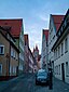 Ellwangen (Jagst): Badgasse, Blick auf die Basilika St. Vitus