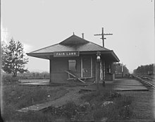 The former station depot at Radburn, when the station was known as Fair Lawn Fair Lawn station - Bailey.jpg