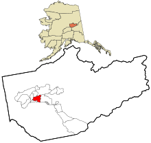 Fairbanks North Star Borough Alaska incorporated and unincorporated areas Fairbanks highlighted.svg