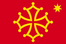 Bandiera d'Occitània ambe l'estela.