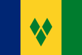The flag of Saint Vincent and the Grenadines, a charged vertical triband.
