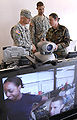 U.S. Army and Air National Guard discuss the video teleconference capabilities during training, May 21, 2009