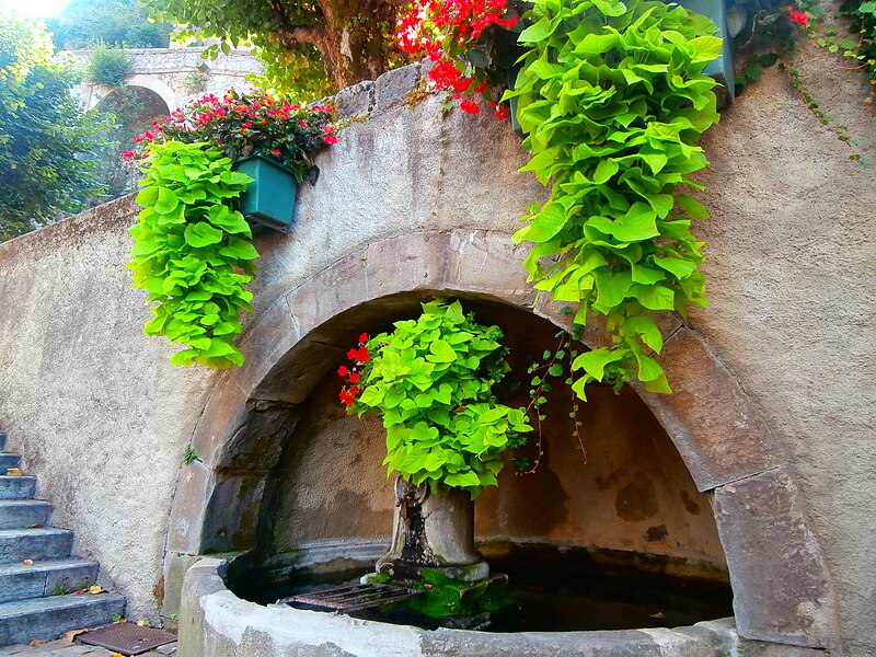 File:Fontaine au pied des escaliers menant au château de Foix. .jpg