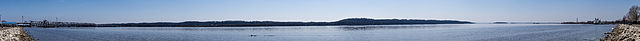 Mississippi River as seen from Riverview Park. Fort Madison Toll Bridge is on the left.