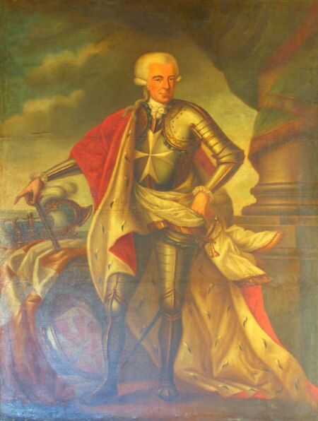 Painting of Ferdinand von Hompesch zu Bolheim, the last Grand Master to rule Malta