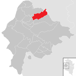Kommunens läge i distriktet Feldkirch