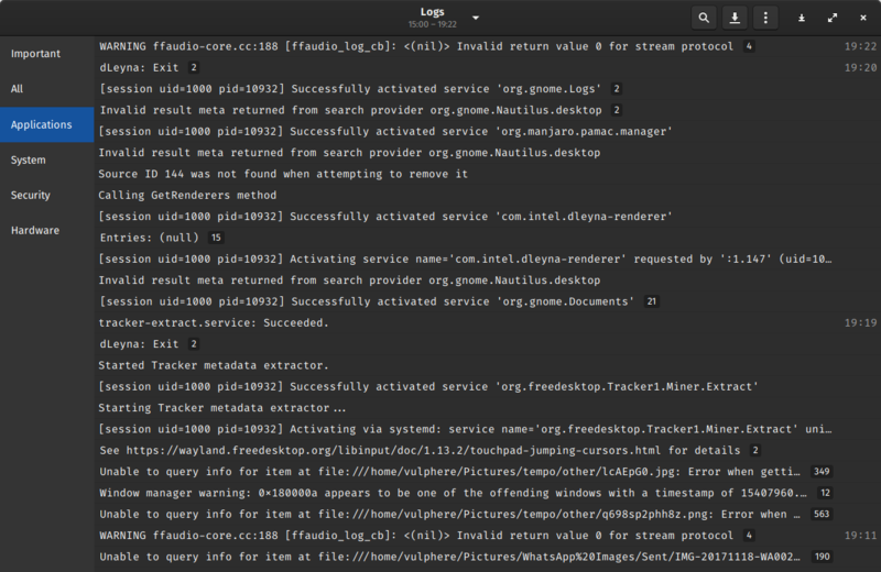 File:GNOME Logs 3.32 screenshot.png