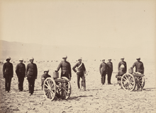 Two British Army Gatling guns from the Second Anglo-Afghan War Gatling Guns in Action WDL11499 (cropped).png