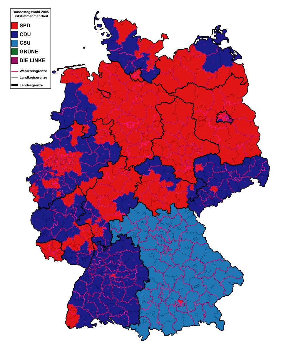 Выборы в Германии 2005. Электоральная карта Германии. Карта выборов в ФРГ. Выборы в Германии 2017 карта.