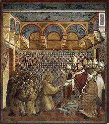 Giotto. Innocenzo III conferma la Regola francescana. Assisi, Basilica superiore