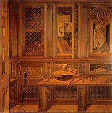 Benedetto, Giuliano da Maiano and workshop, inlays of the Study Giuliano, benedetto da maiano e bottega, tarsie dello studiolo di federico II.jpg