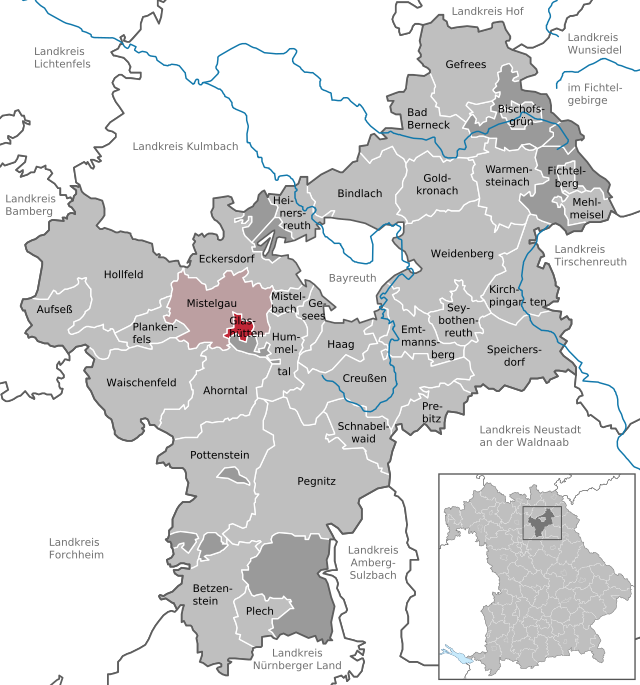Poziția comună Glashütten, Bavaria pe harta districtului Bayreuth