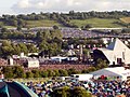 Blick über das Gelände des Glastonbury Festivals