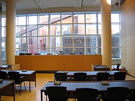 Courtroom in Helsinki District Court, Finland