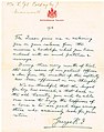 Hand written Letter of Recognition for World War 1 POW from King George V 1918 sent to Lance Corporal James Cordingley.jpg
