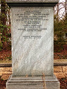 Hans Georg Wackernagel-Riggenbach (1895–1967) Dr.  phil., ao.  Prof. for Hist.  Auxiliary Sciences and Folklore of the MA at the Univ.  Basel, winner of the Science Prize of the City of Basel, family grave in the Hörnli cemetery, Riehen, Basel-Stadt