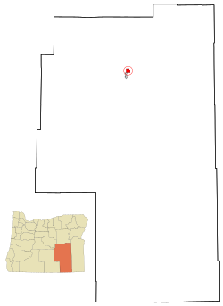 Emplacement dans le comté de Harney et l'Oregon