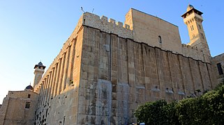 Exterior view of the Cave of the Patriarchs in the Old City of Hebron, the Holy Land